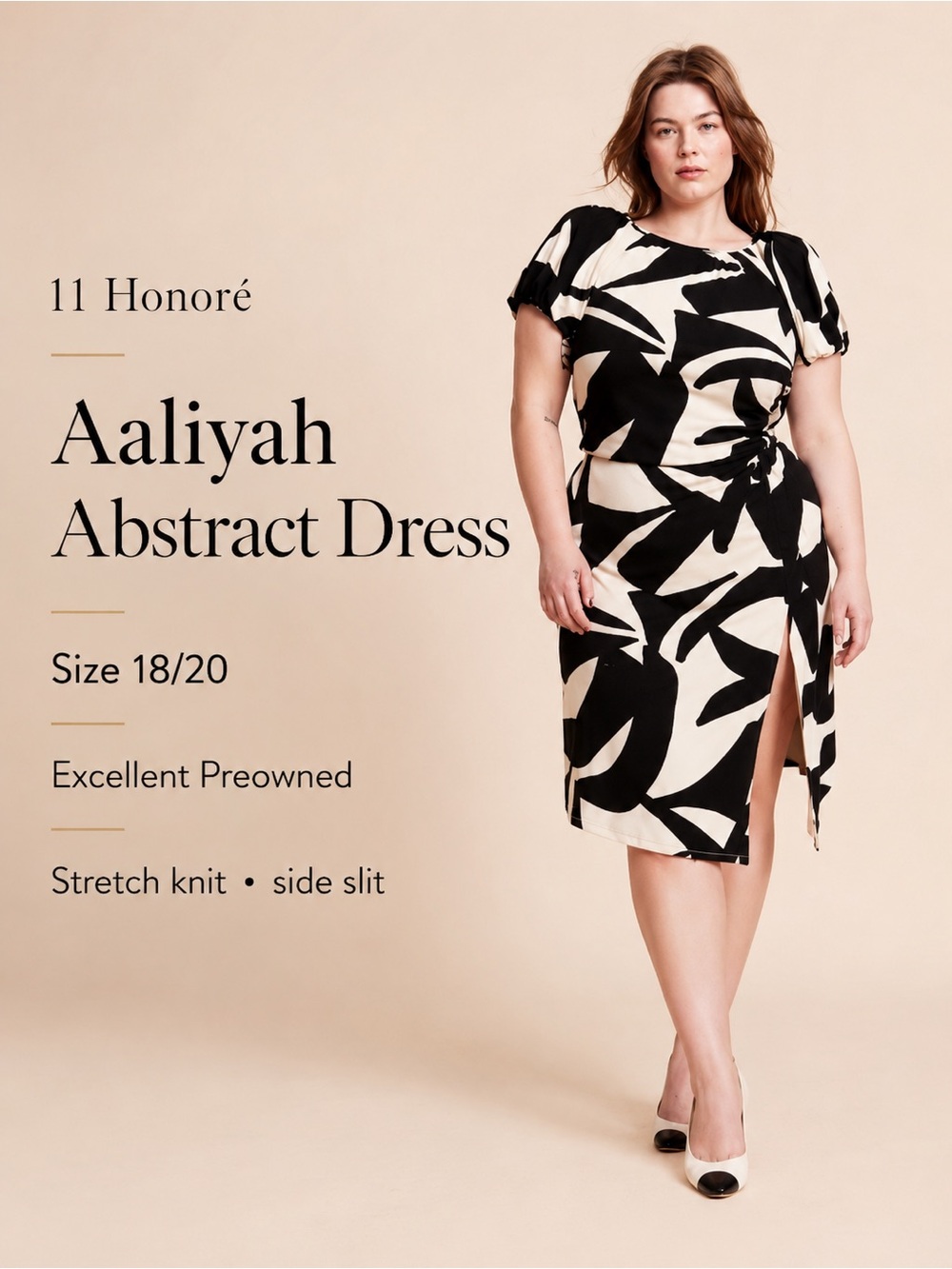 11 Honoré Aaliyah Abstract Knit Bodycon Side Slit Dress Size 18/20